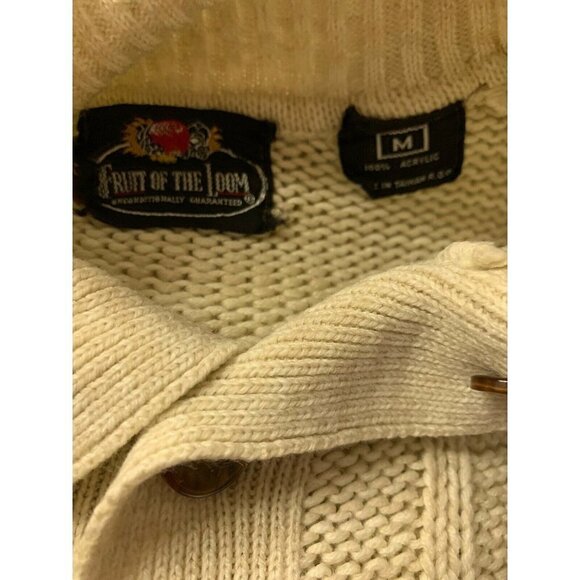 Vintage Fruit Of The Loom Womens M Sweater Cable Knit Cowl Neck Button Neck - Picture 8 of 8